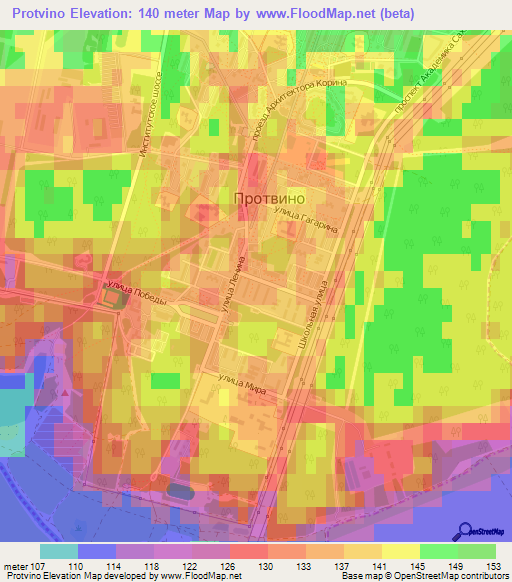 Protvino,Russia Elevation Map