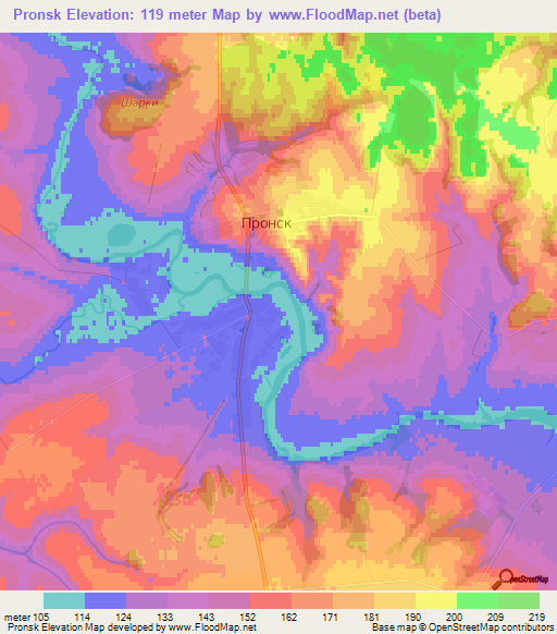 Pronsk,Russia Elevation Map