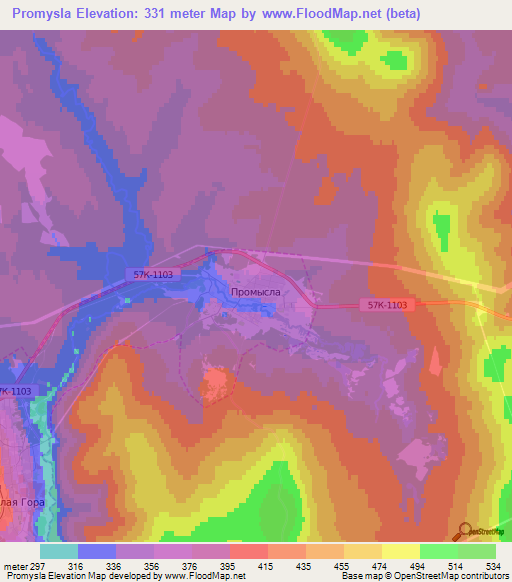 Promysla,Russia Elevation Map