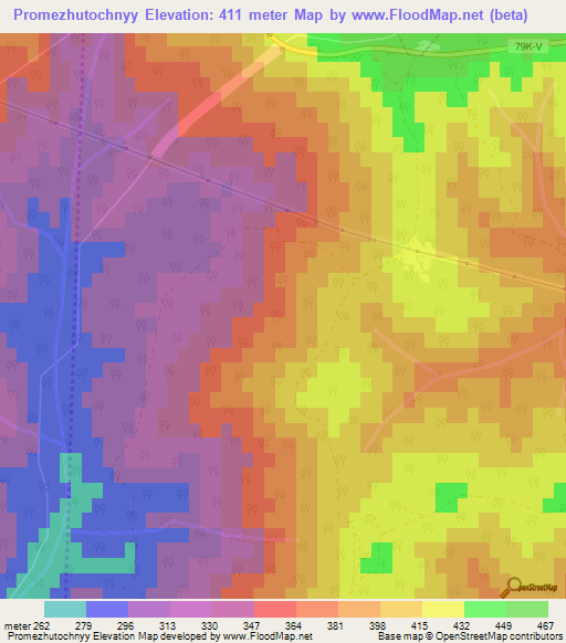 Promezhutochnyy,Russia Elevation Map