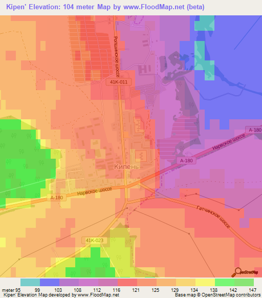 Kipen',Russia Elevation Map