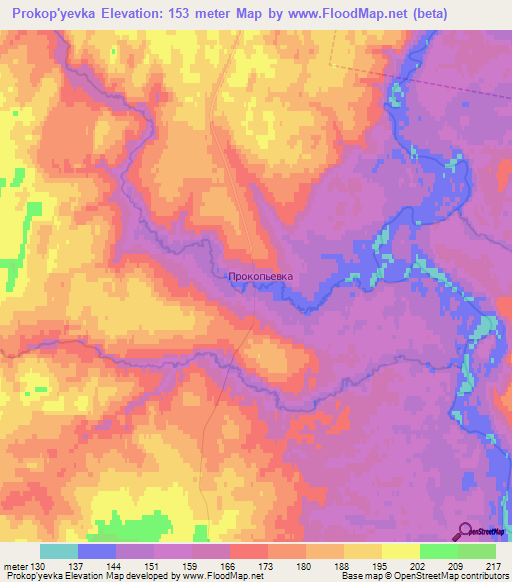 Prokop'yevka,Russia Elevation Map