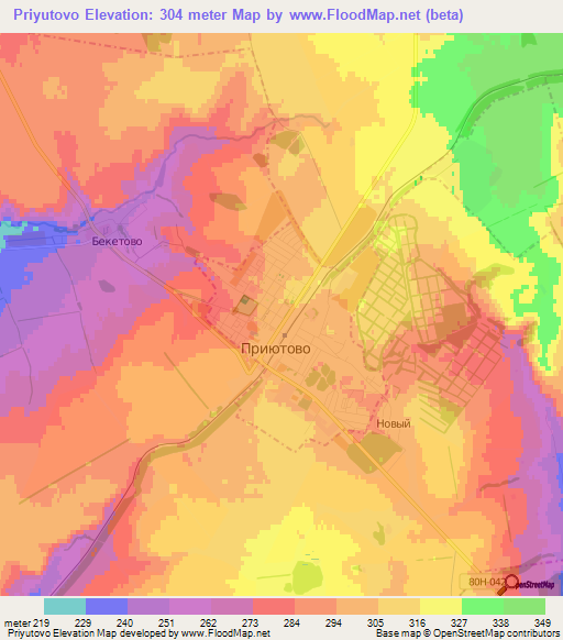 Priyutovo,Russia Elevation Map