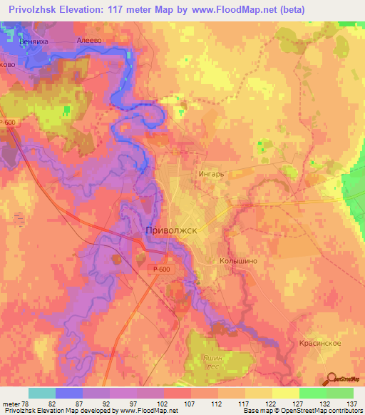 Privolzhsk,Russia Elevation Map