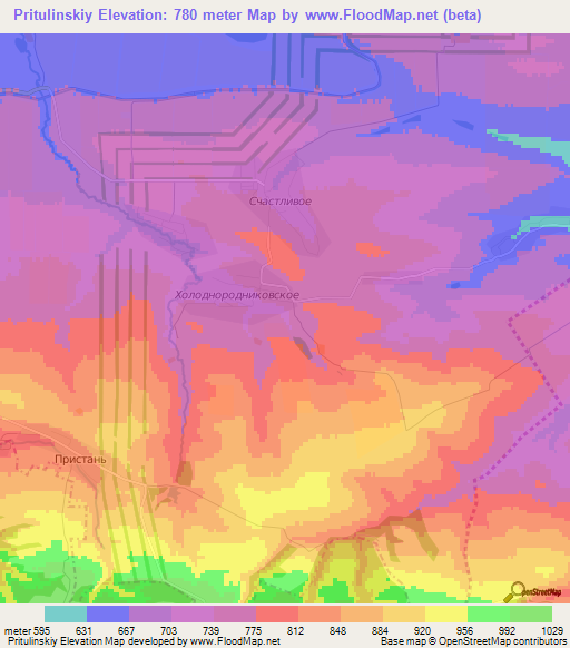 Pritulinskiy,Russia Elevation Map