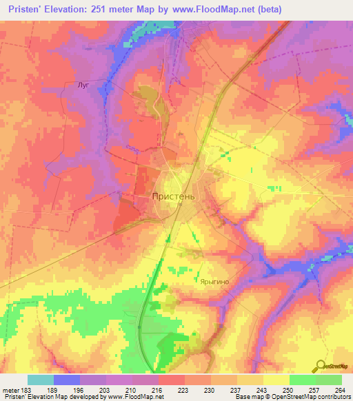 Pristen',Russia Elevation Map