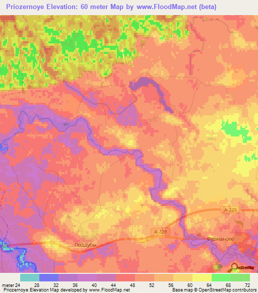 Priozernoye,Russia Elevation Map