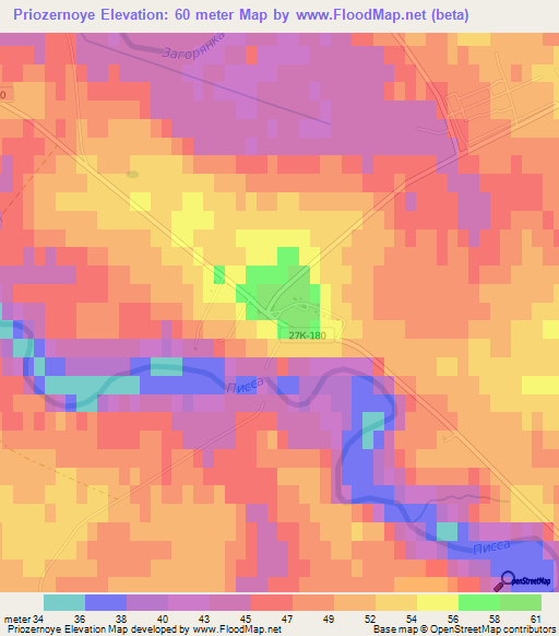 Priozernoye,Russia Elevation Map