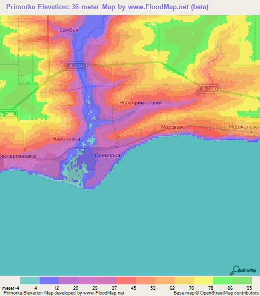 Primorka,Russia Elevation Map