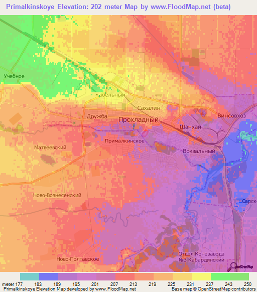 Primalkinskoye,Russia Elevation Map