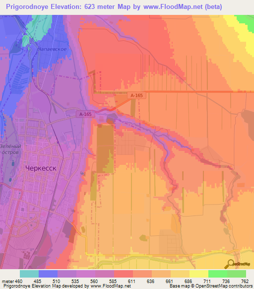 Prigorodnoye,Russia Elevation Map