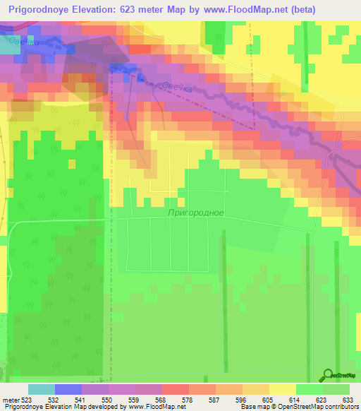 Prigorodnoye,Russia Elevation Map