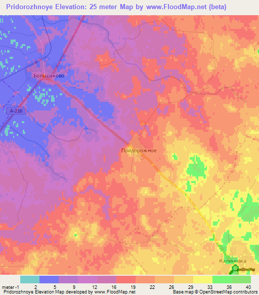 Pridorozhnoye,Russia Elevation Map