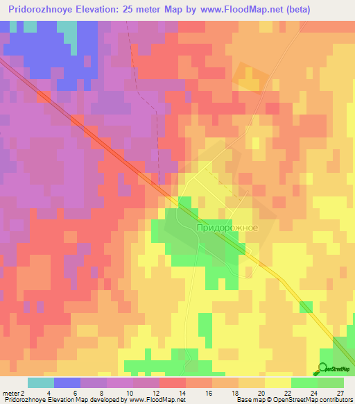 Pridorozhnoye,Russia Elevation Map