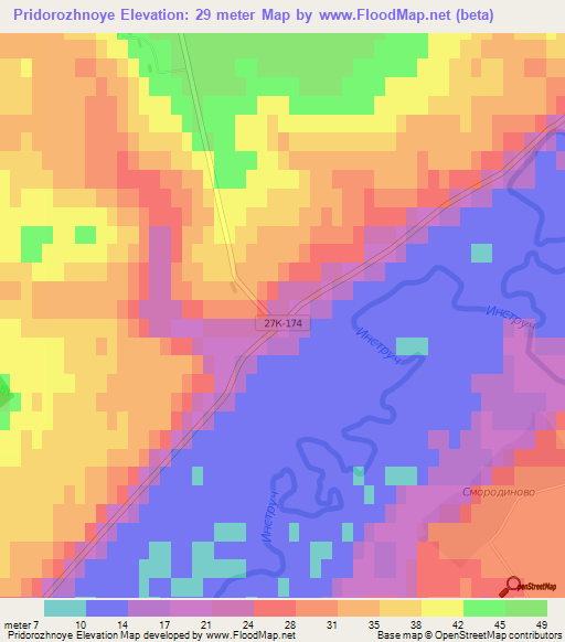 Pridorozhnoye,Russia Elevation Map