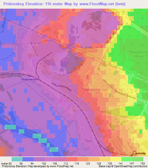 Pridonskoy,Russia Elevation Map