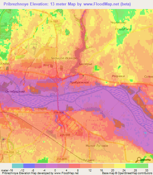 Pribrezhnoye,Russia Elevation Map