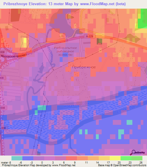 Pribrezhnoye,Russia Elevation Map