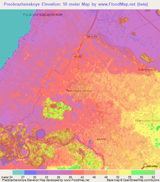 Preobrazhenskoye,Russia Elevation Map