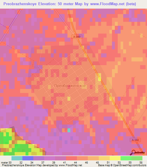 Preobrazhenskoye,Russia Elevation Map