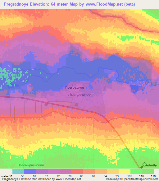 Pregradnoye,Russia Elevation Map