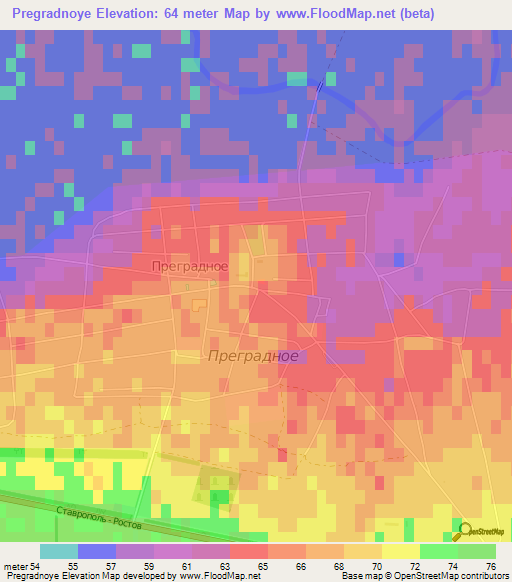 Pregradnoye,Russia Elevation Map