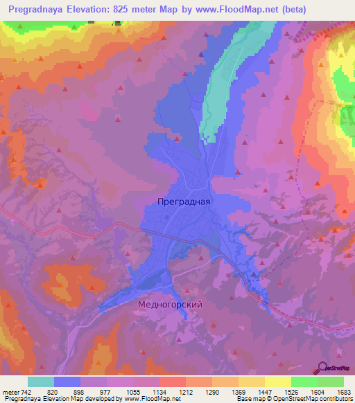 Pregradnaya,Russia Elevation Map