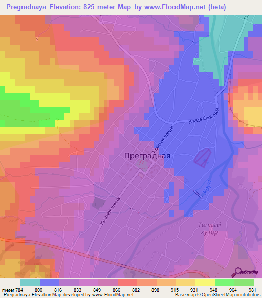 Pregradnaya,Russia Elevation Map