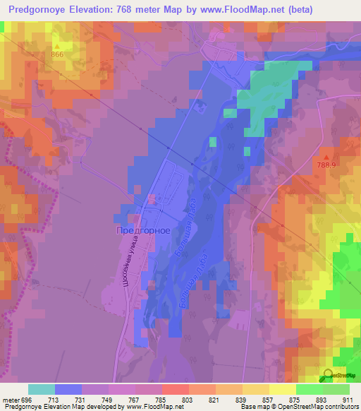 Predgornoye,Russia Elevation Map