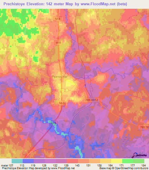 Prechistoye,Russia Elevation Map