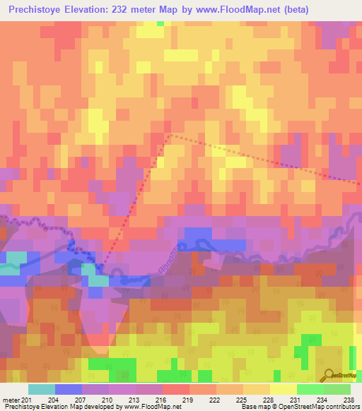 Prechistoye,Russia Elevation Map