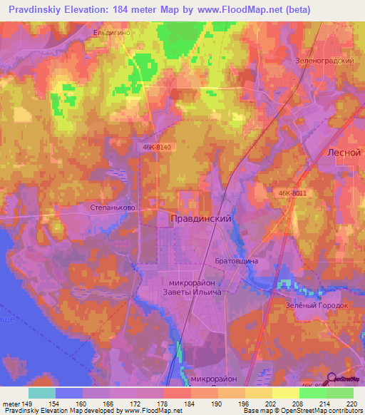 Pravdinskiy,Russia Elevation Map