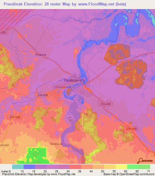 Pravdinsk,Russia Elevation Map