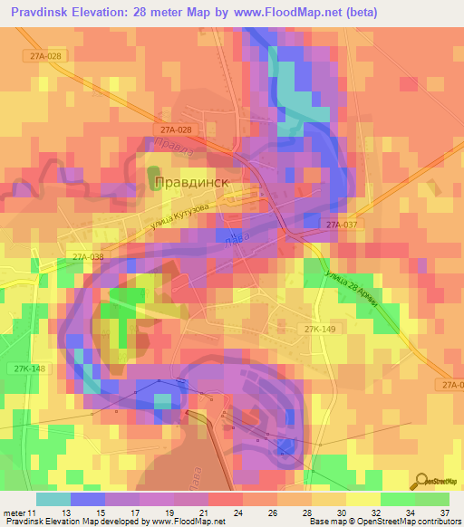 Pravdinsk,Russia Elevation Map