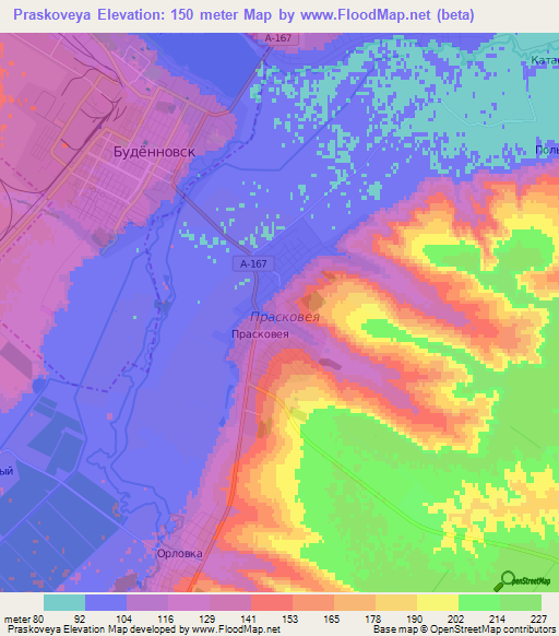 Praskoveya,Russia Elevation Map