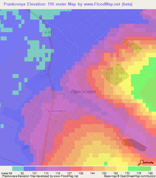 Praskoveya,Russia Elevation Map