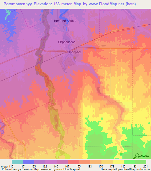 Potomstvennyy,Russia Elevation Map