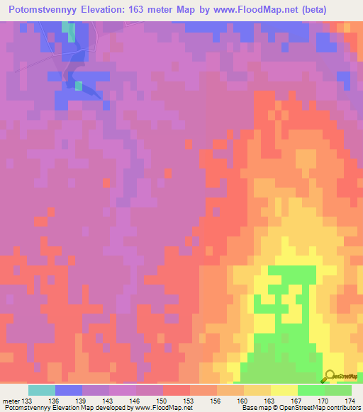 Potomstvennyy,Russia Elevation Map