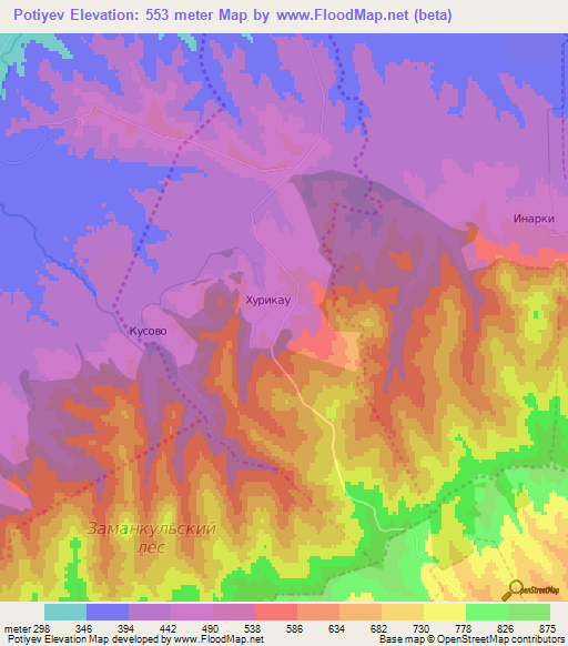 Potiyev,Russia Elevation Map