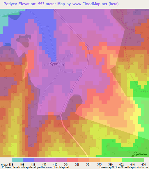 Potiyev,Russia Elevation Map