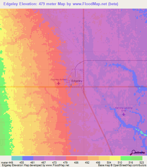 Edgeley,US Elevation Map