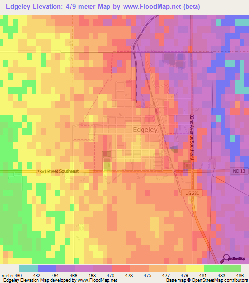 Edgeley,US Elevation Map