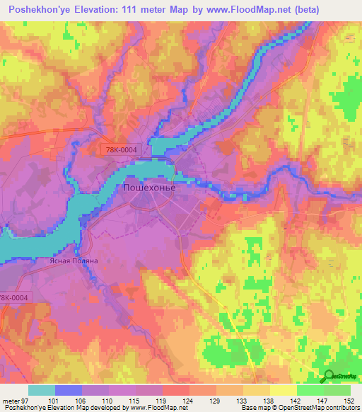 Poshekhon'ye,Russia Elevation Map