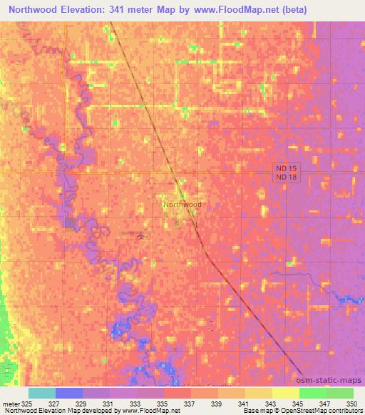 Northwood,US Elevation Map