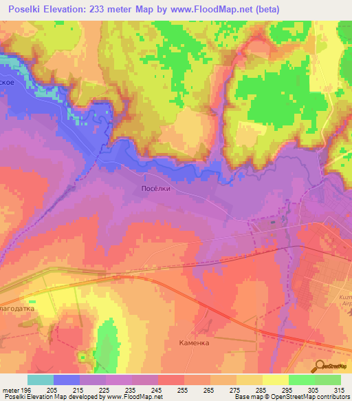 Poselki,Russia Elevation Map