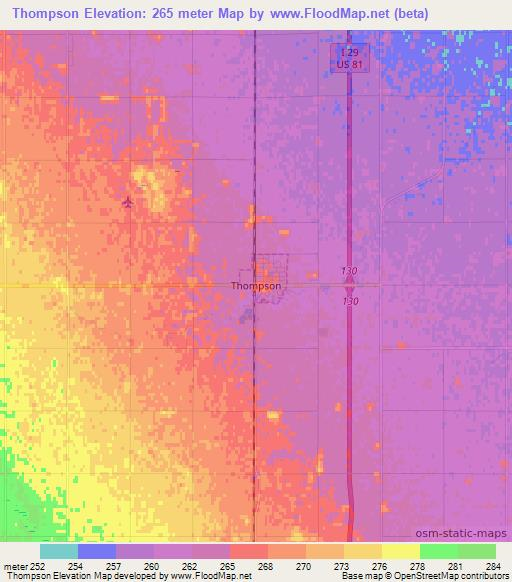 Thompson,US Elevation Map