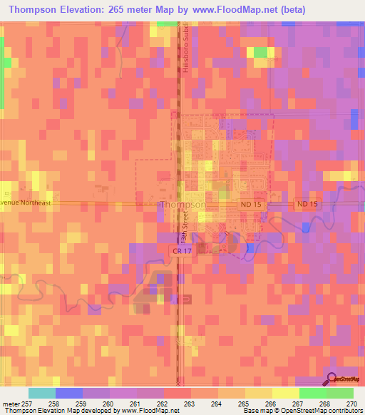 Thompson,US Elevation Map