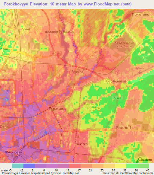 Porokhovyye,Russia Elevation Map