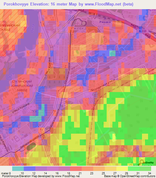 Porokhovyye,Russia Elevation Map