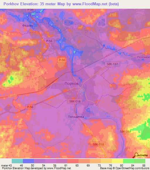 Porkhov,Russia Elevation Map